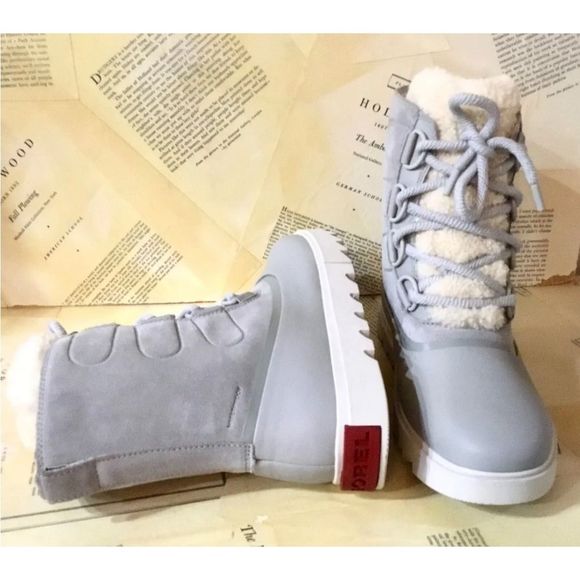 Free People Sorel Joan Of Arctic Next Lite Boot Gray Ivory Shearling - Picture 7 of 9